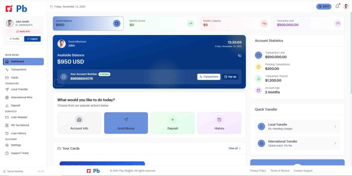 Pluz Bank Chase Pro- Online Banking PHP Script
